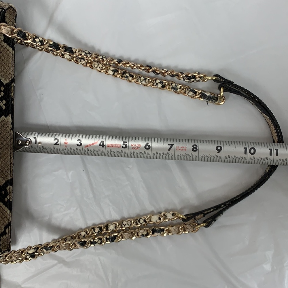 INC Purse Shoulder Bag Tan Vegan Snake Faux Reptile Large Chain Zippered Satchel - Picture 14 of 16